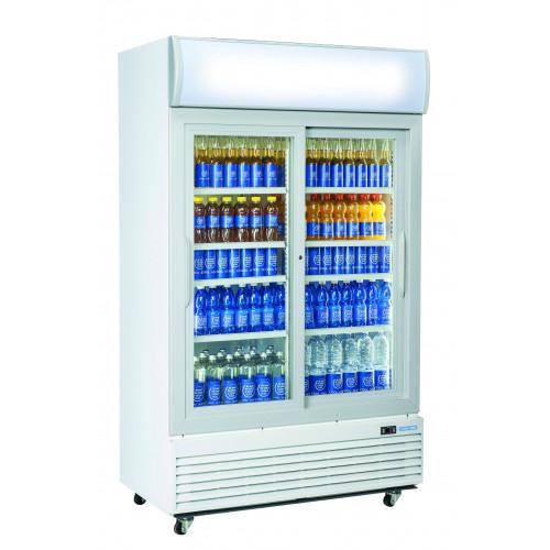 ARMOIRE À BOISSONS RÉFRIGÉRÉE VITRÉE AVEC BANDEAU LUMINEUX 1000L