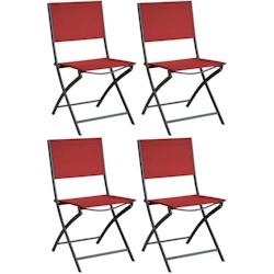Chaise pliante en acier et toile Dream (Lot de 4) Graphite, rouge Alizé - 3700866348120_0