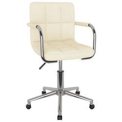 Décoshop26 - Chaise pivotante de salle à manger hauteur réglable en tissu crème DEC025075 - 3000255057252_0