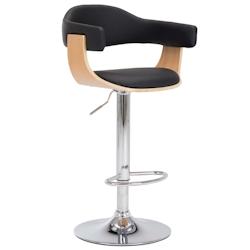 Décoshop26 - Lot de 2 tabourets de bar chaises hautes rétro en bois courbé et PVC noir DEC029792 - noir 3000257557682_0