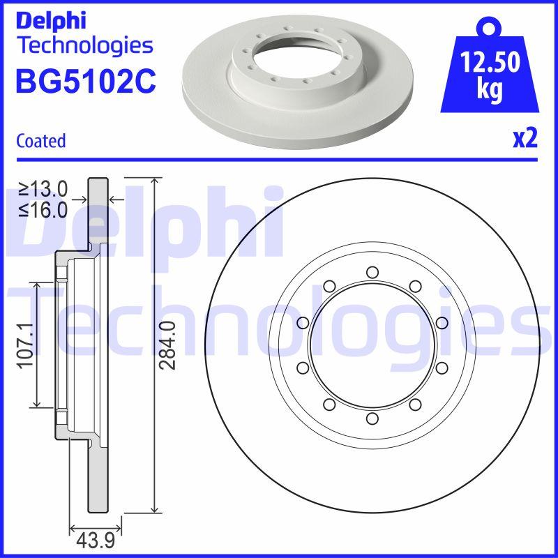 Disque de frein Delphi BG5102C - boîte de 2 disques - arrière - type plein_0