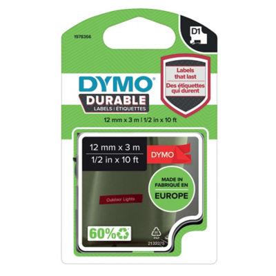 DYMO Cassette de ruban à étiqueter D1 blanc sur fond rouge 12 mm x 3 m_0