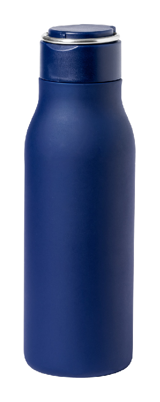 Gourde en acier inoxydable - 600 ml - bleu foncé - avec couvercle à anneau_0