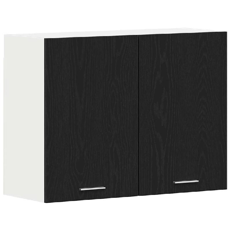 Helloshop26 - Armoire suspendue moderne avec étagère 80 x 31 x 60 cm grand espace de rangement chêne noir 02_0051955 - noir Bois massif 3000237178654_0