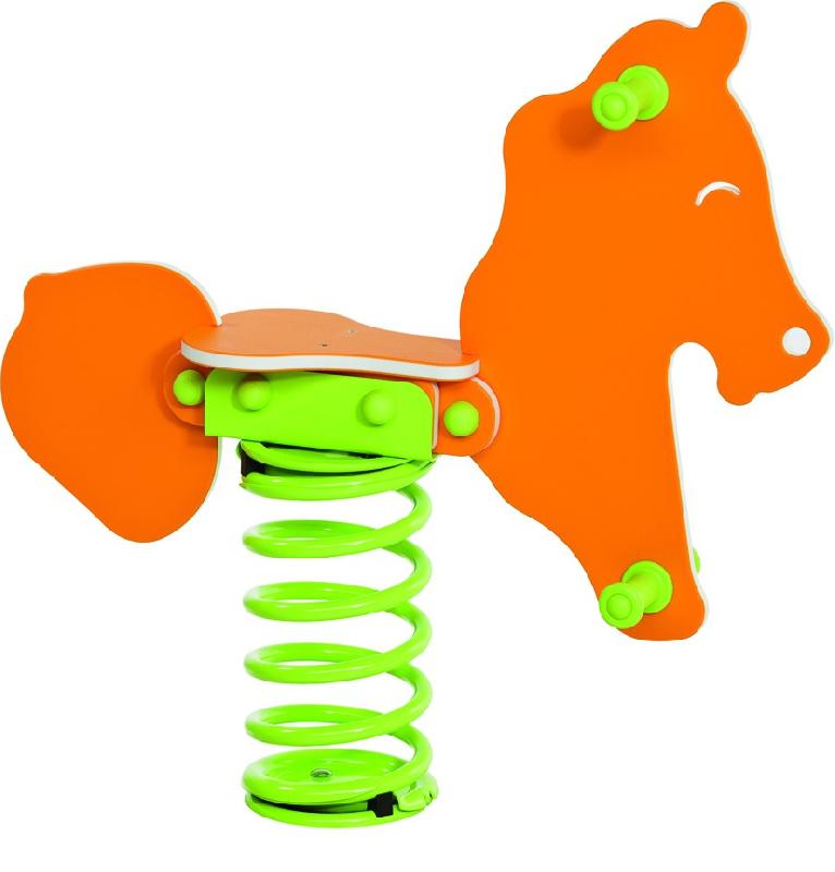 Jeu sur ressort - cheval 1 place en plastique polyéthylène anti-vandalisme_0