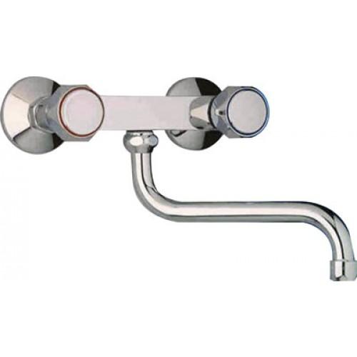 ROBINET EVIER MURAL 1/4 DE TOUR CHROME