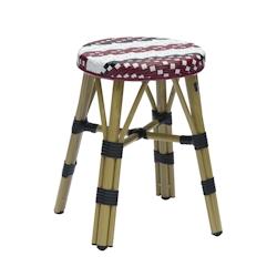 METRO PROFESSIONAL Tabouret bas Pigalle, empilable, aluminium / rotin PE,  Ø 45 x 47 cm, rouge - rouge multi-matériau 4337255239784_0