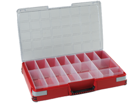 Mallette en plastique MOBIL-BOX BASSE, 18 compartiments modulables - 648 - 10564_0