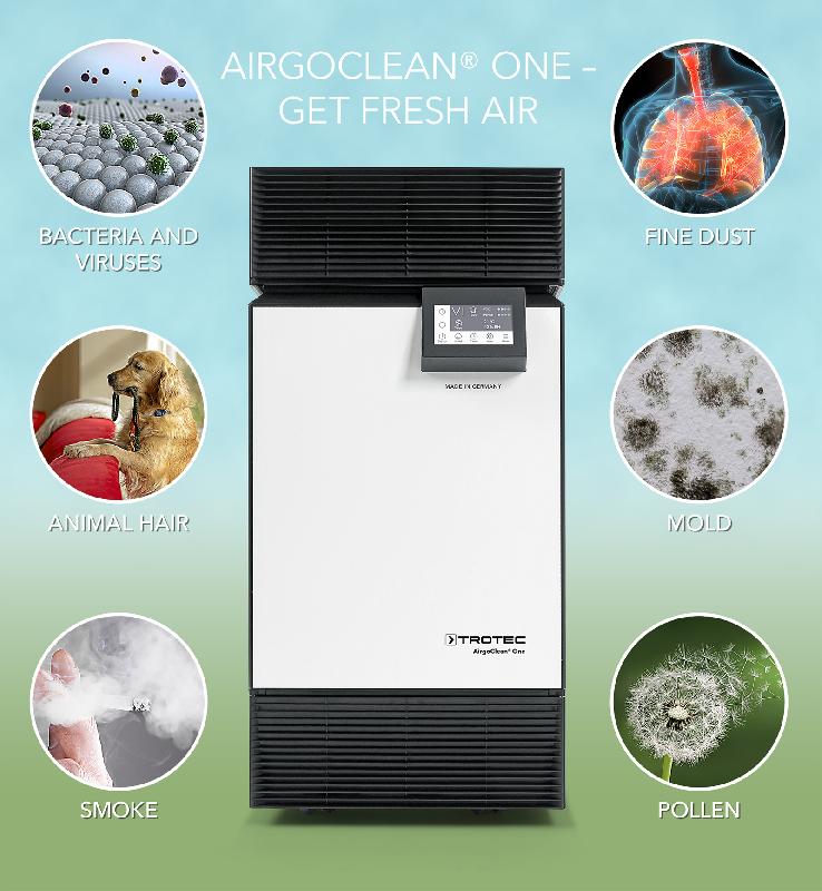 Purificateur d'air hautes performances H14 AirgoClean® One - filtration HEPA 99,995% pour bactéries, virus et polluants_0