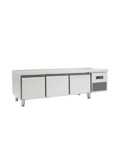 Soubassement réfrigéré positif 3 portes en inox - Référence : SBRP3P-1880 - Volume net 265L - Fabriqué en Italie_0