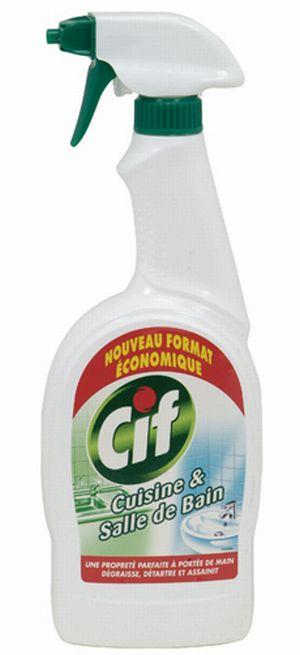 Spray Cif Cuisine et Salle de Bain 750ml - Triple action dégraissante, détartreuse et assainissante_0