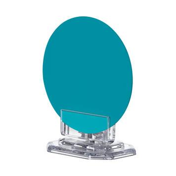 Support pour étiquette de prix - Base ronde - Couleur cristal - Largeur support 27 mm - Dimensions pied 37 x 30 mm_0