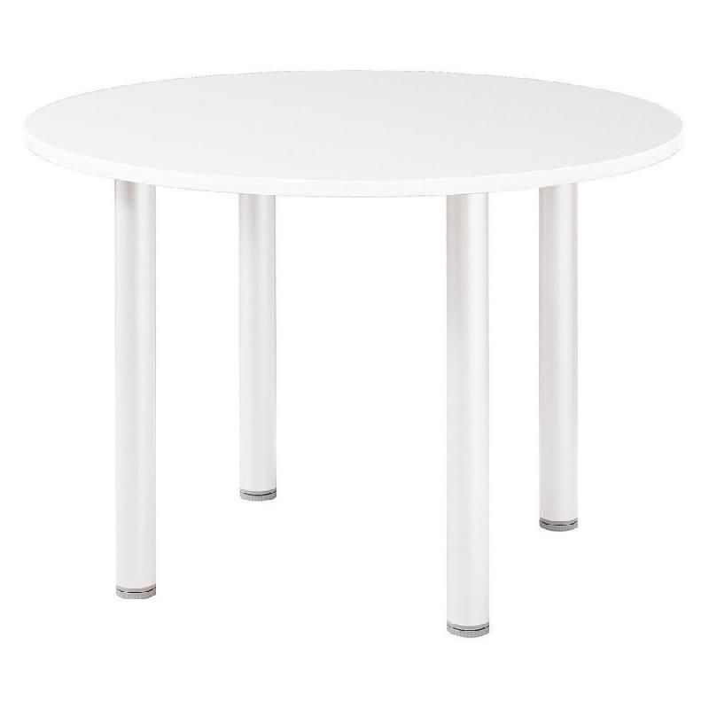 TABLE RONDE ACTUAL L. 100 X 100 CM - PLATEAU BLANC - PIED TUBULAIRE BLANC