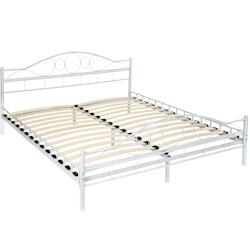 Tectake Lit design romantique avec sommier 200 x 180 cm blanc/blanc - 404518 - blanc acier 404518_0