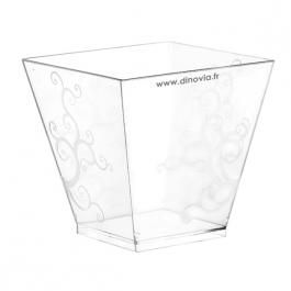 VERRINE JETABLE PLASTIQUE TRANSPARENTE AVEC VOLUTE DESIGN