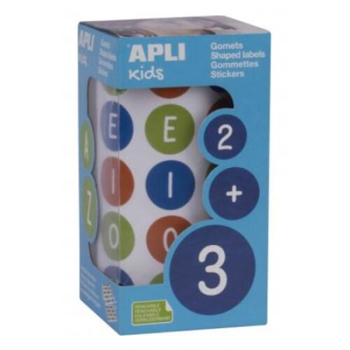 Apli 900 gommettes rondes avec voyelles, diam. 20 mm, en rouleau, coloris assortis (3) - 8410782167976_0