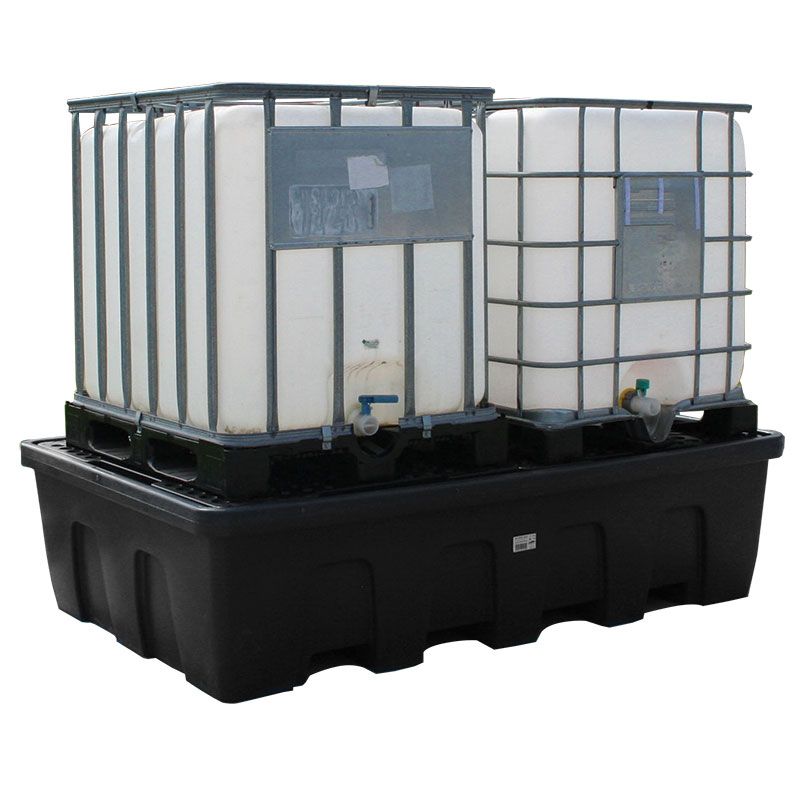 Bac de rétention en polyéthylène avec caillebotis pour 2 IBC de 1000 litres - 1200 litres de rétention - Charge admissible 3000 kg_0