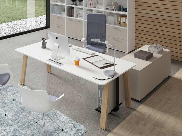 Bureau de direction moderne bois massif et plateau bois_0