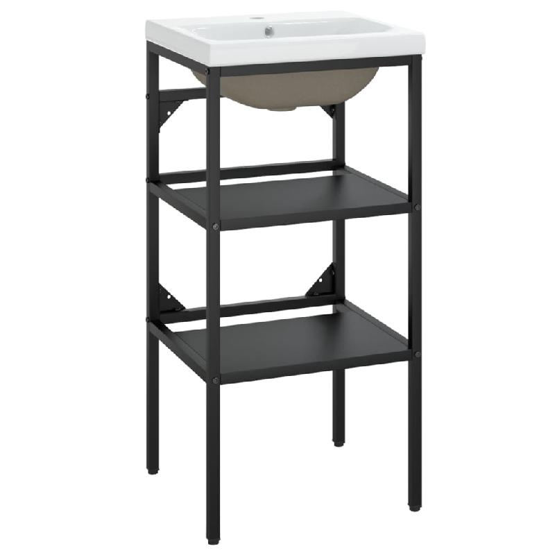 Cadre de lavabo de salle de bain - Vasque à encastrer noir en fer - Modèle 02_0006783_0