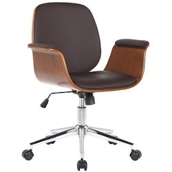 CLP Fauteuil de bureau Kemberg en similicuir avec coque d'assise en bois Noyer / Marron - marron Bois manufacturé 316798_0