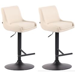 CLP Lot de 2 tabourets de Bar Club en Similicuir Crème - beige 318887_0