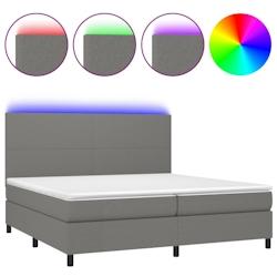 Décoshop26 - Lit LED avec sommier, tête de lit réglable, matelas et surmatelas 200x200 cm en tissu gris foncé - TDL0208304 - 3001533247761_0