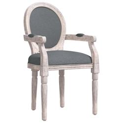 Décoshop26 - Chaise à manger x1 design vintage avec accoudoirs 54 x 56 x 96,5 cm en tissu gris et bois DEC025168 - gris 3000255106028_0