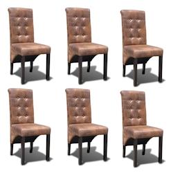 Décoshop26 - Lot de 6 chaises de salle à manger cuisine design élégant et intemporel en synthétique marron CDS022593 - marron 3000028821530_0