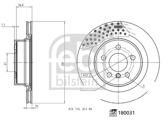 Disque de frein FEBI BILSTEIN 180031 - ventilé - boîte de 1 disque_0