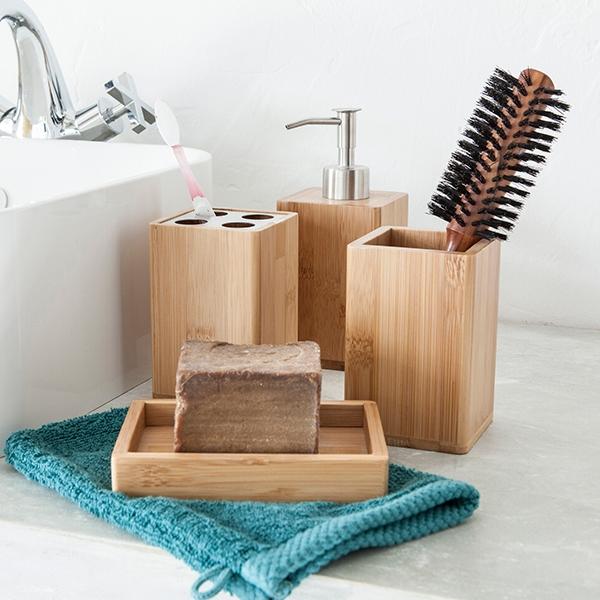 Distributeur de savon en bambou Holz - Ref 10135060 - à poser - Couleur naturel_0