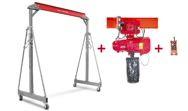 Ensemble de grue à portique 1 t palan électrique à chaîne avec chariot 1T MW Tools PTLK1-SETKTT_0