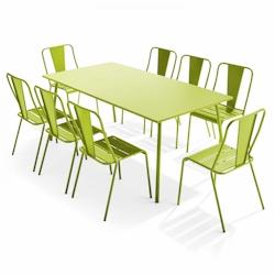 Oviala Business Ensemble table de terrasse et 8 chaises bistrot en acier vert - Oviala - vert acier 109518_0