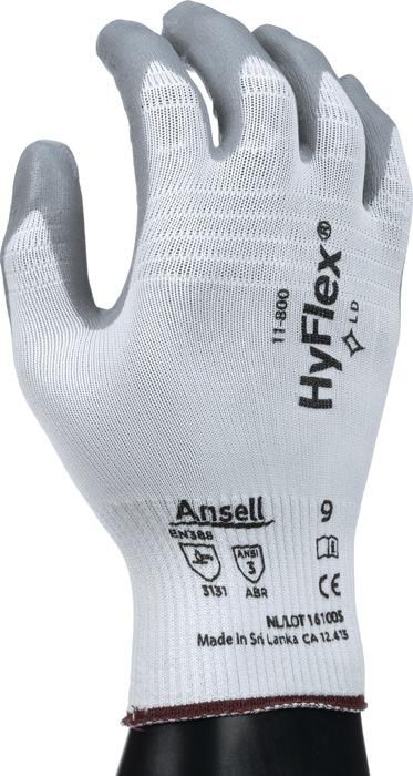 Gant HyFlex 11-800 taille 11 blanc/gris EN 388 catégorie EPI II nylon avec mousse nitrile ANSELL_0