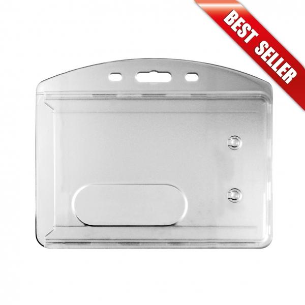 Porte-badge IDS78 horizontal - en polycarbonate cristal - transparent et très solide_0