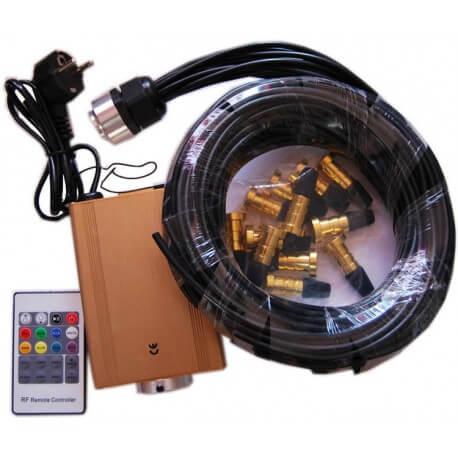 Kit éclairage fibre optique RGB 16W pour sauna ou hammam - 12 points lumineux avec têtes en or étanches_0