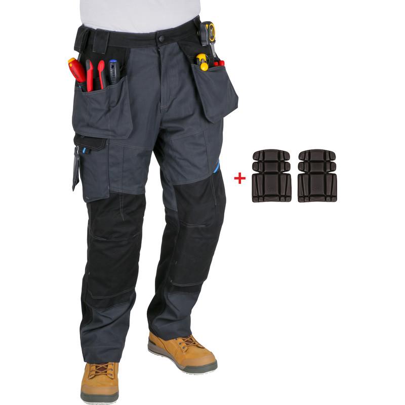 PANTALON DE TRAVAIL WX3 AVEC POCHES HOLSTER + PROTÈGE-GENOUX PORTWEST 44 GRIS MÉTAL