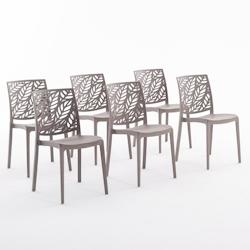RATTATAN Set 6 Chaises en polypropylène avec fibre de verre empilables pour extérieur et jardin, bar et restaurant, cuisine  moderne - DAFNE - Tourt_0