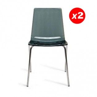 S3341tryl2 - Lot de 2 chaises empilables Candy - Weber Industries - largeur 48 cm - assise polycarbonate transparent - pieds acier chromé_0