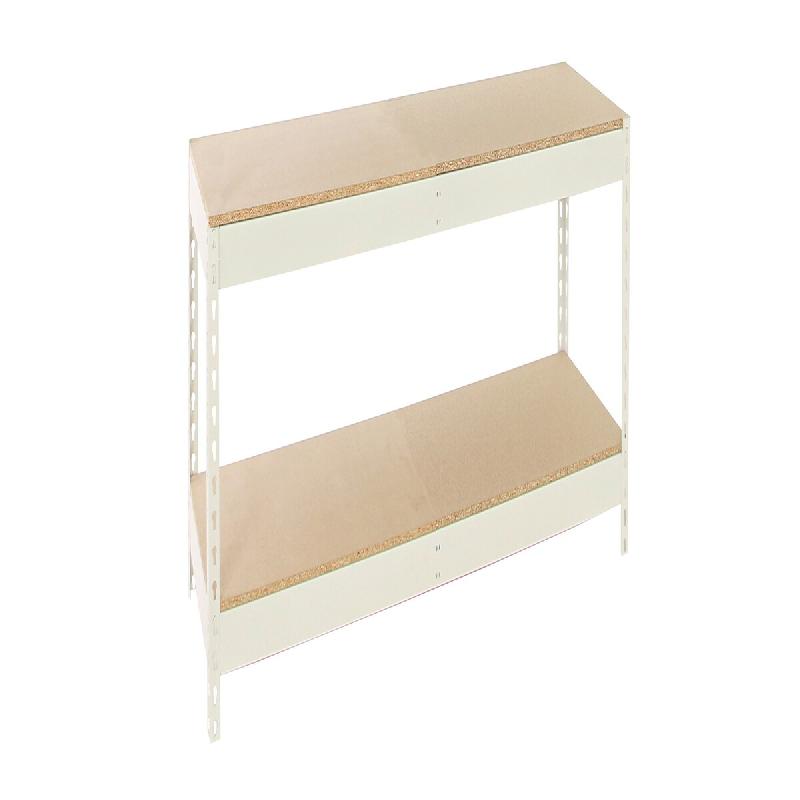 SimonRack Rayonnage industriel, 900x1500x600 mm, 400 kg au point de flexion, 2 étagères bois, rayonnage garage, Blanc/Bois- Ecoforte - blanc métal_0
