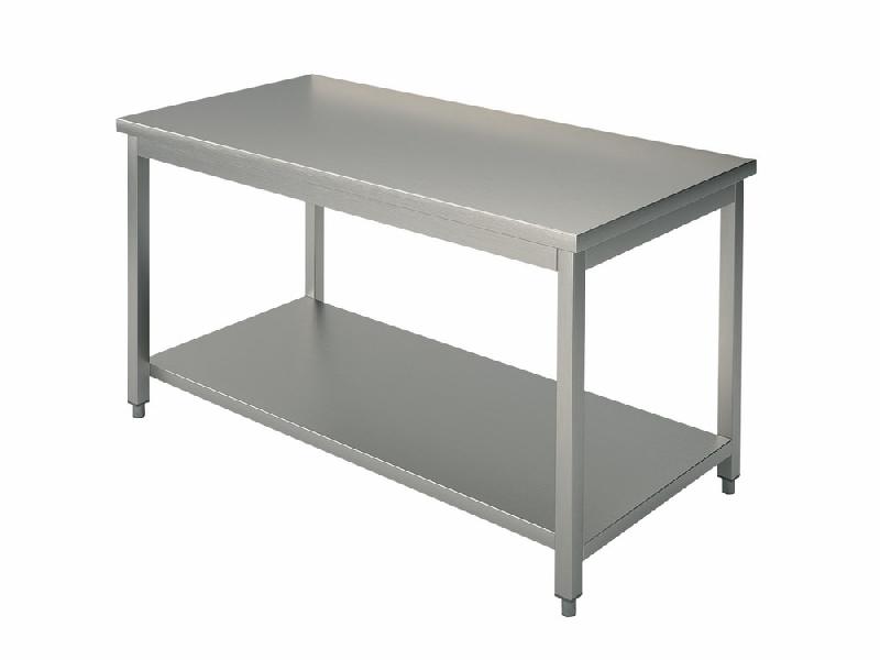 Table inox de travail avec étagère, sans dosseret, 600x600 mm - HCA0001_0