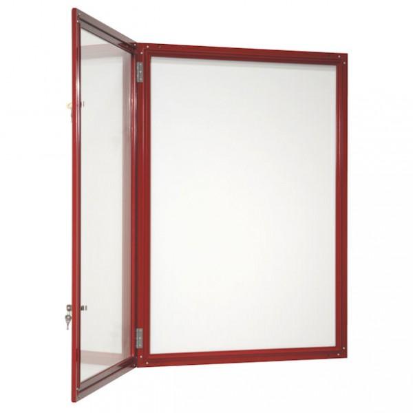 Vitrine fine d'extérieur rouge - vitre plexi format 1 x A4 - étanche et ventilée_0