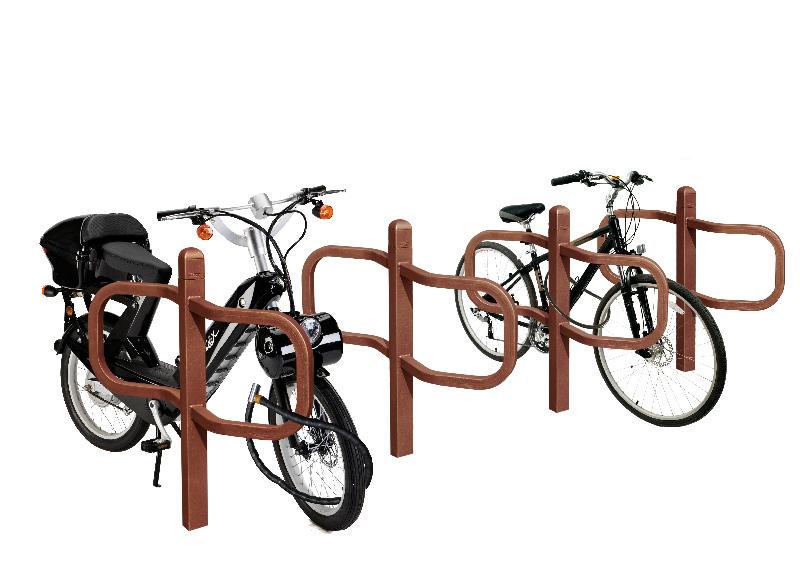 Appui cycles convivial - tubes acier - 2 points d'attache cadre et roue - finition personnalisable_0
