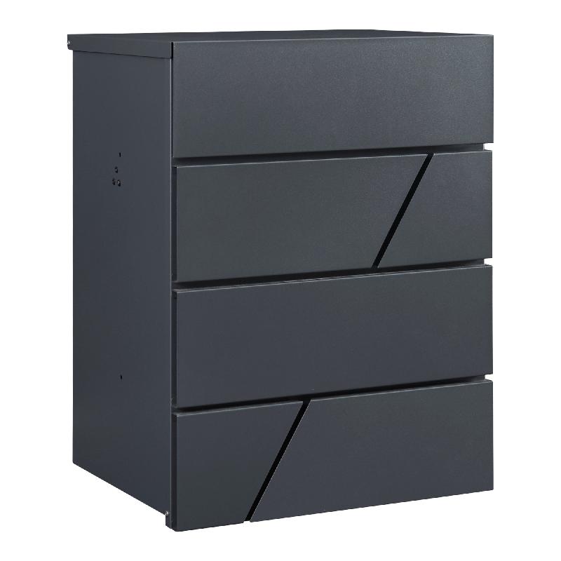 Boîte aux lettres murale en acier galvanisé - 58 x 44 x 35 cm - Anthracite - Compartiment colis sécurisé - 03_0006528_0