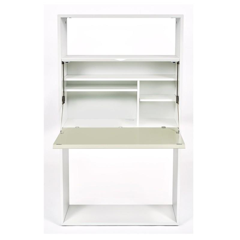 Bureau secrétaire design scandinave Loma 157 cm blanc - Paris Prix - Créateur Woodman, fabriqué en Europe, FSC_0