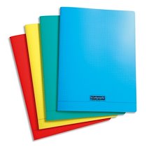 CAHIER PIQUÉ 8000 POLYPRO 24X32 CM 96 PAGES PETITS CARREAUX 90 G - ASSORTIS - LOT DE 10