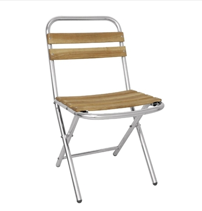 Chaise pliante en aluminium et bois Bolero - légère, moderne et résistante aux averses_0