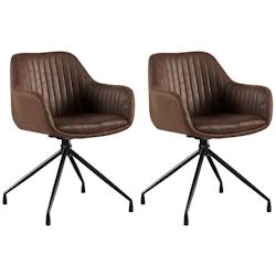 CLP Lot de 2 chaises de salle à manger Welby Marron foncé/Similicuir vintage - marron polyester 326556_0