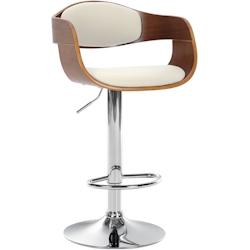 Décoshop26 - Tabouret de bar x1 design scandinave en PVC blanc et structure en bois couleur noyer 10_0005043 - blanc 3000252428673_0