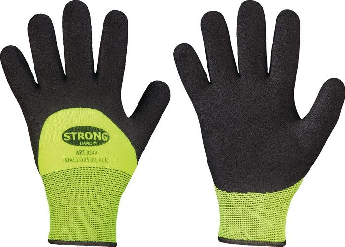 Gant de protection contre le froid Mallory/Black taille 10 noir/jaune EN 388, EN 511 catégorie EPI II 100 % nylon (ext.) avec nitrile STRONGHAND_0