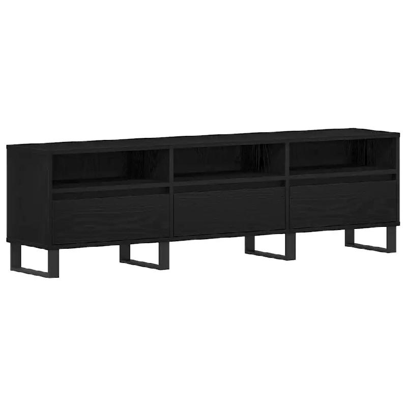 Helloshop26 - Meuble TV rectangulaire contemporain avec étagères et tiroirs 150 x 30 x 44,5 cm en bois d'ingénierie noir 02_0051931 - noir Bois mas_0